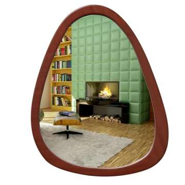 CFYLO 22.5" x 17.5" Irregular Mirror, Wall Mirror Wood Frame, Asymmetrical Decorative Wall Wooden Mi...