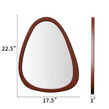 CFYLO 22.5" x 17.5" Irregular Mirror, Wall Mirror Wood Frame, Asymmetrical Decorative Wall Wooden Mirror for Living Room Bedroom Entryway Bathroom Hallway Home Decor