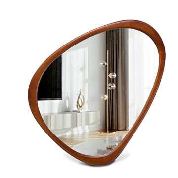CFYLO 22.5" x 17.5" Irregular Mirror, Wall Mirror Wood Frame, Asymmetrical Decorative Wall Wooden Mirror for Living Room Bedroom Entryway Bathroom Hallway Home Decor