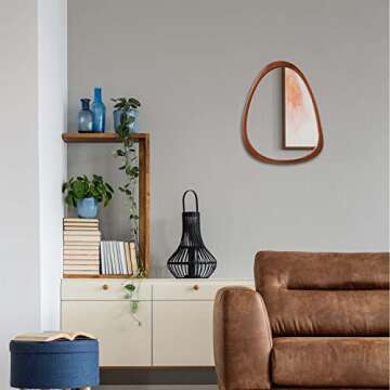 CFYLO 22.5" x 17.5" Irregular Mirror, Wall Mirror Wood Frame, Asymmetrical Decorative Wall Wooden Mirror for Living Room Bedroom Entryway Bathroom Hallway Home Decor