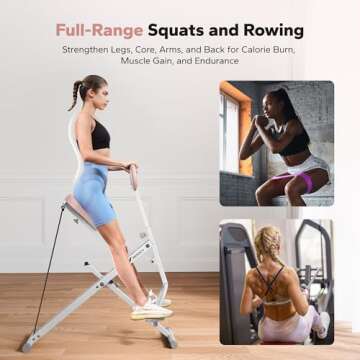 MERACH Squat Machine, 2 in 1 Squat Rowing Machine, Easy Setup & Foldable Exercise Equipment, Glute T...