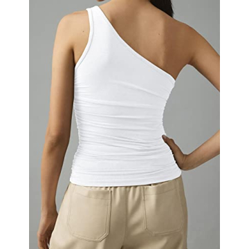 Meladyan Women’s One Shoulder Twist Knot Crop Top Summer 2023