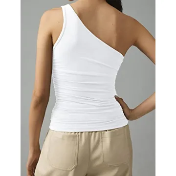 Meladyan Women’s One Shoulder Twist Knot Crop Top Summer 2023