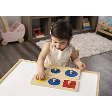 Montessori Multi Shape Wooden Puzzle Toy Baby Toddler First Jumbo Wood Peg Educational Basic Geometry, 2 pieces