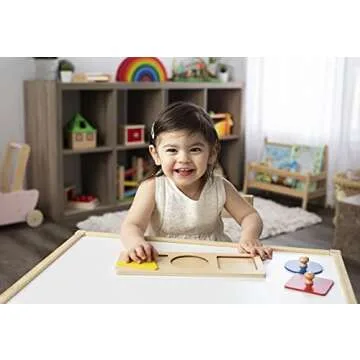 Montessori Multi Shape Wooden Puzzle Toy Baby Toddler First Jumbo Wood Peg Educational Basic Geometry, 2 pieces