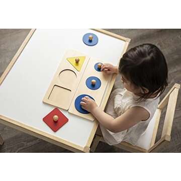 Montessori Multi Shape Wooden Puzzle Toy Baby Toddler First Jumbo Wood Peg Educational Basic Geometry, 2 pieces