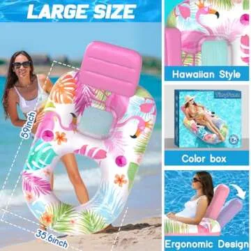 Inflatable Pool Float Chair with Lights and Cup Holders