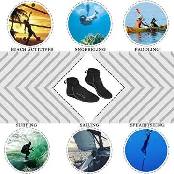 OMGear Water Socks Neoprene Socks Beach Booties Shoes 3mm Glued Blind Stitched Anti-Slip Wetsuit Boots Fin Swim Socks (3mm Low Cut/Grey, S(Men 6-7,Women 6-8))