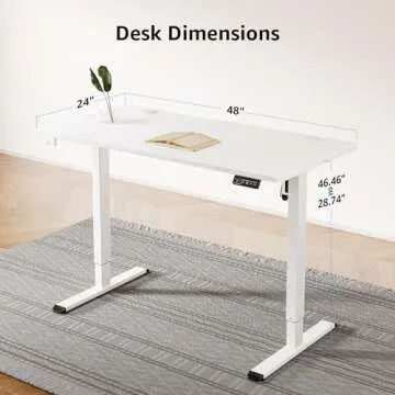 MOUNTUP Electric Height Adjustable Standing Desk, 48 x 24 Inches Sit Stand Desk with Memory Controller, Ergonomic Stand Up Desk for Home Office with Splice Board, White