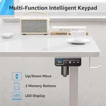 MOUNTUP Electric Height Adjustable Standing Desk, 48 x 24 Inches Sit Stand Desk with Memory Controller, Ergonomic Stand Up Desk for Home Office with Splice Board, White