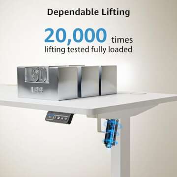 MOUNTUP Electric Height Adjustable Standing Desk, 48 x 24 Inches Sit Stand Desk with Memory Controller, Ergonomic Stand Up Desk for Home Office with Splice Board, White