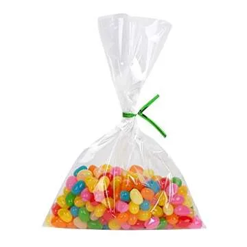 200 Clear Treat Bags with Colorful Twist Ties - 6x9"