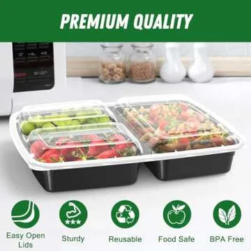 Meal Prep Containers: 50 Pack, 32 oz, Leakproof Style
