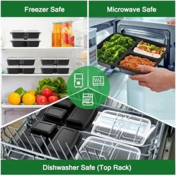 Meal Prep Containers: 50 Pack, 32 oz, Leakproof Style