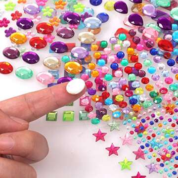 1782pcs Gems Stickers, Self Adhesive Gems for Crafts Bling Rhinestones for Crafts, Assorted Shapes Jewels Stickers for Kids, Stick on Gems, Muticolor