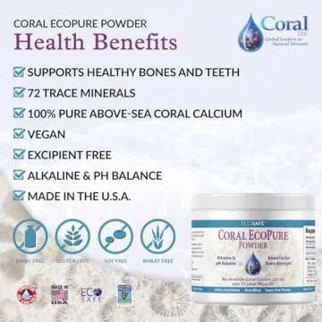Coral Ecopure Powder, Coral Calcium Powder Supplement with Coral Minerals - 16 Ounces