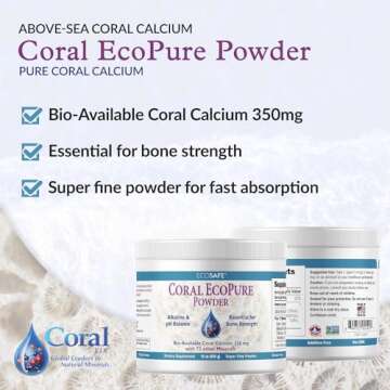 Coral Ecopure Powder, Coral Calcium Powder Supplement with Coral Minerals - 16 Ounces