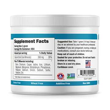 Coral Ecopure Powder, Coral Calcium Powder Supplement with Coral Minerals - 16 Ounces