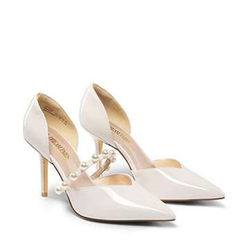 DREAM PAIRS Womens Closed Toe High Heels Stiletto Pointed Toe Strappy Pearl Elegant D'Orsay Dress Wedding Party Pumps Shoes, White - 11 (SDPU2316W)