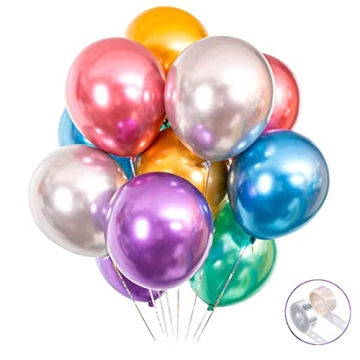 Colorful Party Balloons 100pcs 12inch Chrome Metallic Helium Balloons for Birthday Party Decoration ...
