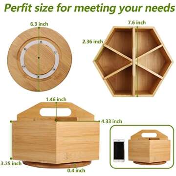 Marbrasse Bamboo Art Supply Organizer, Rotating Pencil Pen Holder, Office Supplies Desktop Storage C...