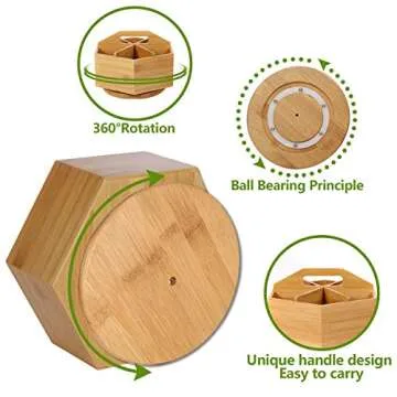 Marbrasse Bamboo Rotating Storage Caddy for Organization