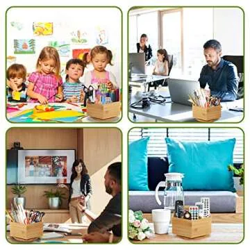 Marbrasse Bamboo Rotating Storage Caddy for Organization