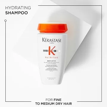 KÉRASTASE Nutritive, Gentle Hydrating Shampoo for Dry Hair, Nourishing Protein Formula with Niacinamide, Moisturises, Softness and Restores Thickness and Shine, Bain Satin, 250 ml