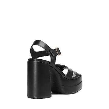 DREAM PAIRS Women's Platform Chunky Heels Square Open Toe Ankle Strap High Heeled Sandals Y2K Shoes for Party Brunch SDHS2330W Black Size8