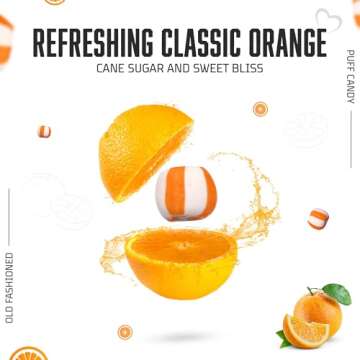 Stewart Old Fashioned Orange Candy Puffs | Individually Wrapped Candy | Pure Cane Sugar Candy | Fat-Free, Cholesterol-Free, Gluten-Free | Classic Soft/Hard Texture, Made in USA - 27 oz Tub