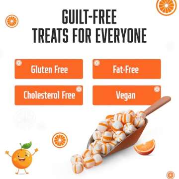 Stewart Old Fashioned Orange Candy Puffs | Individually Wrapped Candy | Pure Cane Sugar Candy | Fat-Free, Cholesterol-Free, Gluten-Free | Classic Soft/Hard Texture, Made in USA - 27 oz Tub