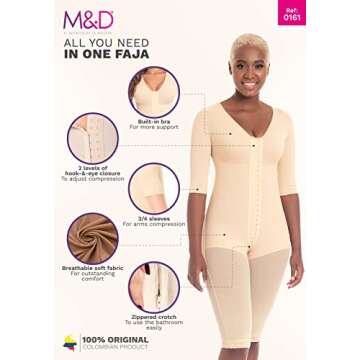 M&D Fajas Colombianas Post Surgery Tummy Tuck Compression Garment for Women BBL Faja