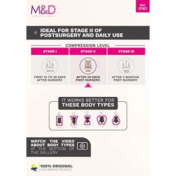 M&D Fajas Colombianas Post Surgery Tummy Tuck Compression Garment for Women BBL Faja
