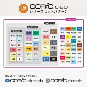 Too Copic Ciao Start Set of 72 Colors, Made in Japan, Multicolored Illustration Markers, Markers, Marker Pens