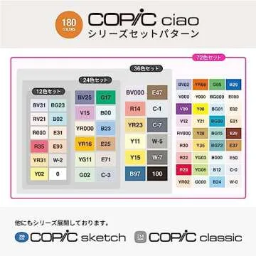 Too Copic Ciao Start Set of 72 Colors, Made in Japan, Multicolored Illustration Markers, Markers, Marker Pens