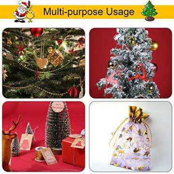 2 Rolls Metallic Elastic Cords Stretch Cord Ribbon Metallic Tinsel Rope for Craft Making Gift Wrapping, 1 mm 55 Yards