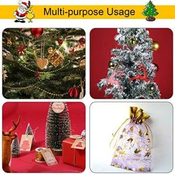 2 Rolls Metallic Elastic Cords Stretch Cord Ribbon Metallic Tinsel Rope for Craft Making Gift Wrapping, 1 mm 55 Yards