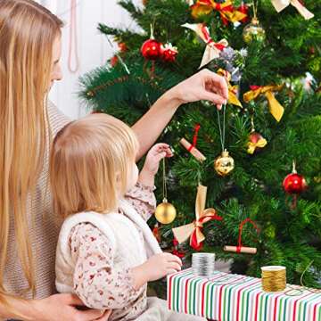 2 Rolls Metallic Elastic Cords Stretch Cord Ribbon Metallic Tinsel Rope for Craft Making Gift Wrapping, 1 mm 55 Yards