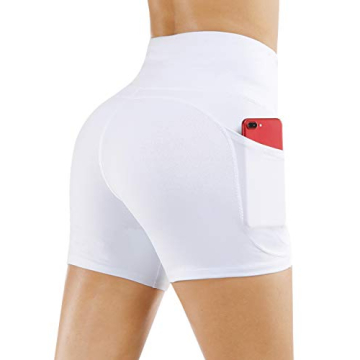 High Waist Yoga Shorts with Pockets - Comfortable Fit for Women