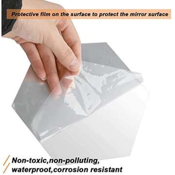 12PCS Mirror Wall Stickers 3D Hexagon Acrylic Mirror Wall Decor DIY Art Wall Sheet Plastic Removable Mirror Wall Sticker Tiles for Bathroom Bedroom Living Room TV Background Wall Decoration (Silver)