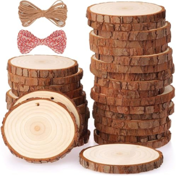 Fuyit Natural Wood Slices Craft Kit 30 Pcs For DIY Crafts