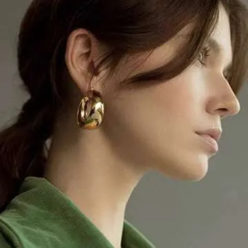 Gold Chunky Hoop Earrings for All Women - Hypoallergenic