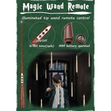 Leejec Floating Candles with Magic Wand Remote(6/18H Timer), 12pcs 6.1" Hanging Flameless Taper Candles, Battery Operated Flickering Warm Light, Halloween Christmas Gift, Wedding Party Decor (Ivory)