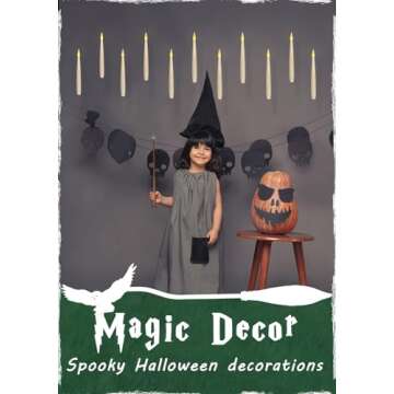 Leejec Floating Candles with Magic Wand Remote(6/18H Timer), 12pcs 6.1" Hanging Flameless Taper Candles, Battery Operated Flickering Warm Light, Halloween Christmas Gift, Wedding Party Decor (Ivory)