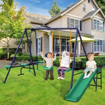 Dithoko 4-in-1 Kids Swing Set - Outdoor Fun for Ages 3-8