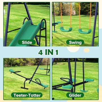 Dithoko 4-in-1 Kids Swing Set - Outdoor Fun for Ages 3-8