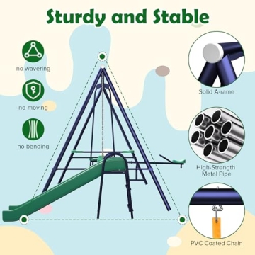 Dithoko 4-in-1 Kids Swing Set - Outdoor Fun for Ages 3-8