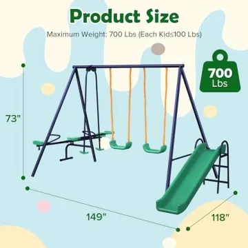 Dithoko 4-in-1 Kids Swing Set - Outdoor Fun for Ages 3-8