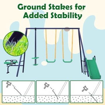 Dithoko 4-in-1 Kids Swing Set - Outdoor Fun for Ages 3-8