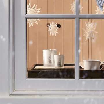 Thymes Frasier Fir Flocked Candle – Holiday Luxury Decor